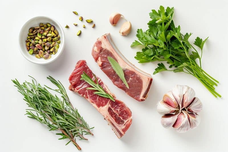 Préparation du carré d'agneau aux pistaches